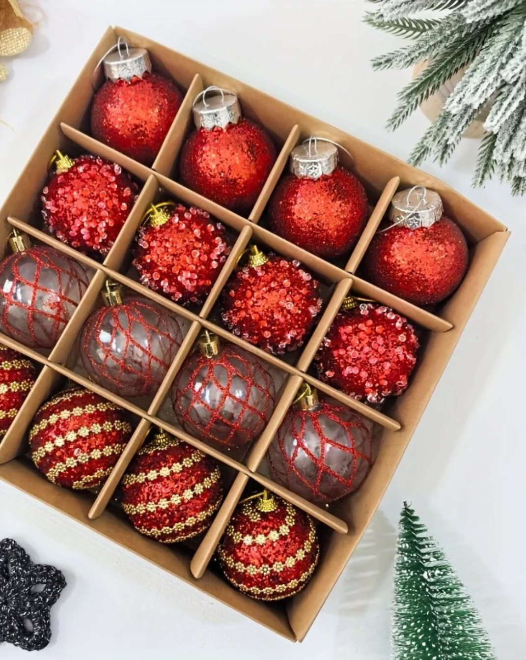 meerkleurige luxe kerstballen set - 16st