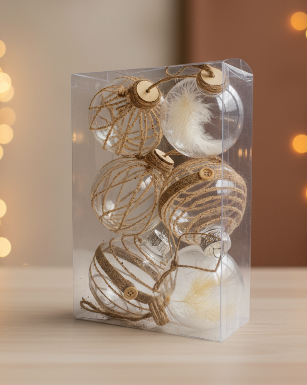 Boho-Design Kerstballen-Set – 6 Stuks