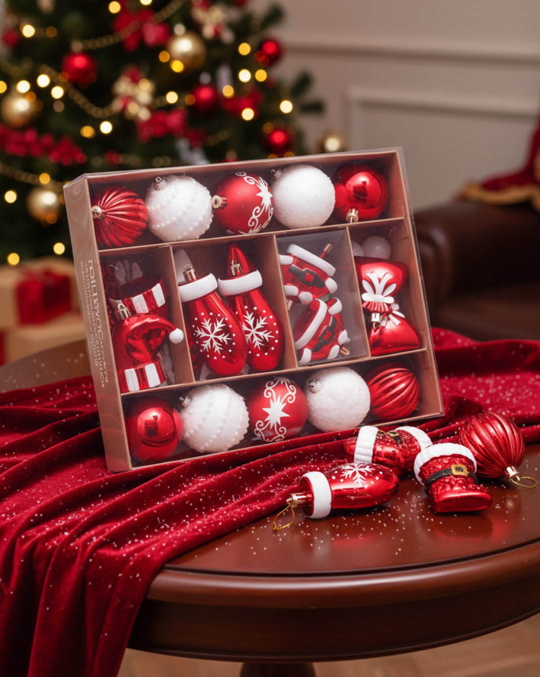 45-delige Kerstballen-Set met Sneeuwvlok & Gingerbread Decor