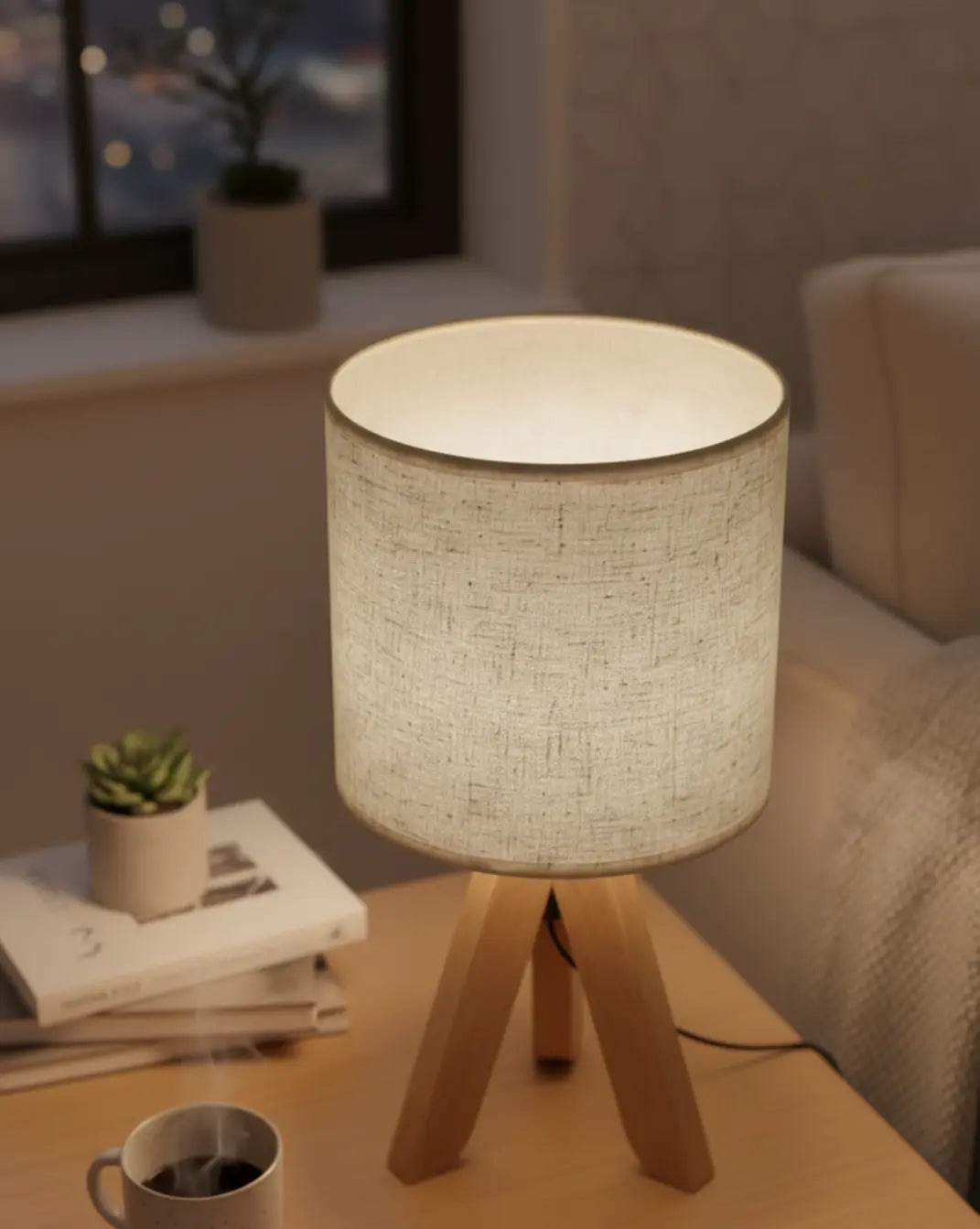 Minimalistische Tafellamp - Stoffen Lampenkap Maison Roze