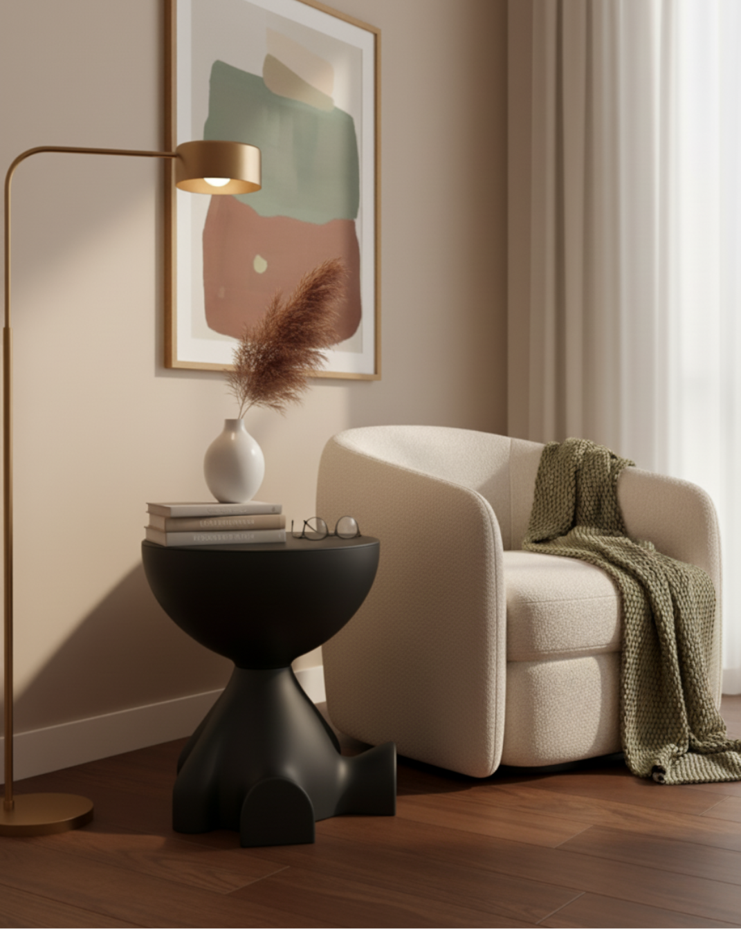 Modern Beer-Vormige Bijzettafel — met opbergruimte - Maison Roze