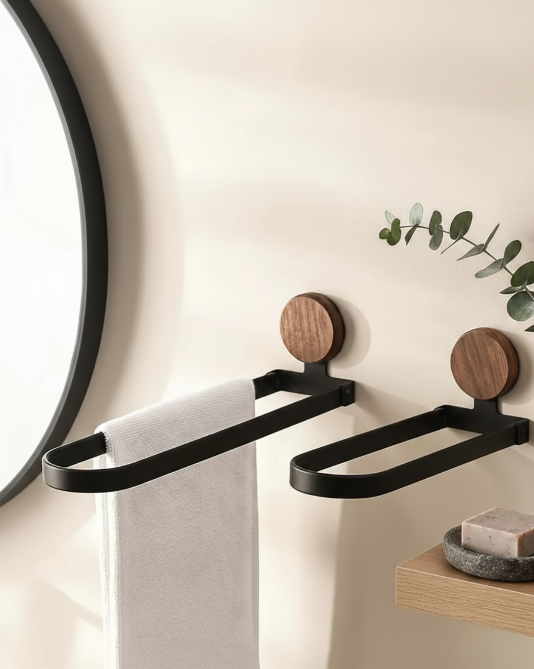 Wandgemonteerd Handdoekrek – Walnoothout Opvouwbaar