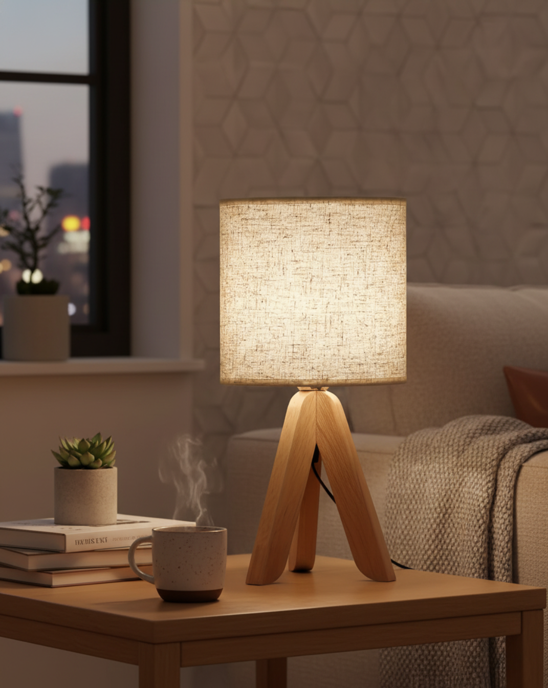 Minimalistische Tafellamp - Stoffen Lampenkap