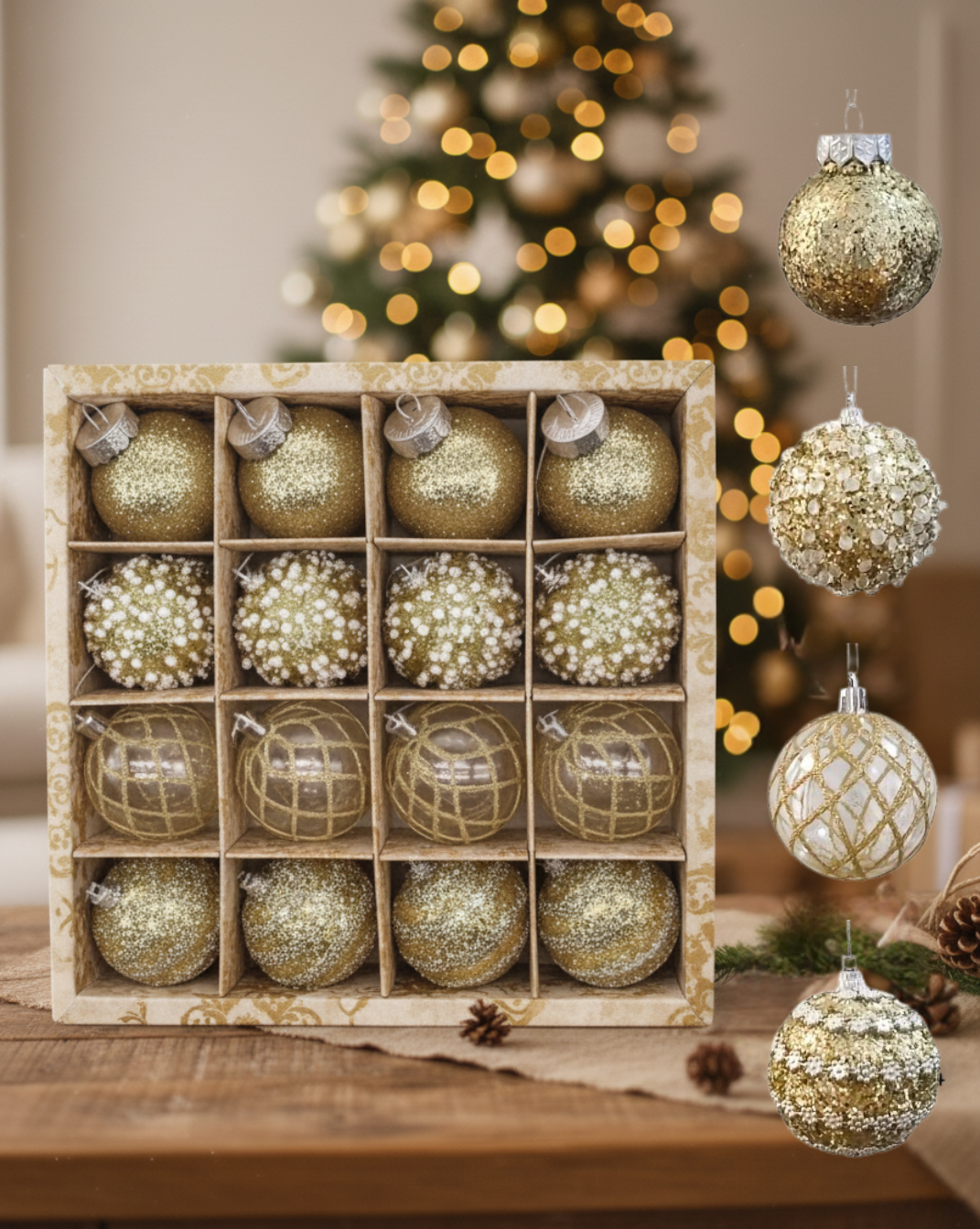 meerkleurige luxe kerstballen set - 16st