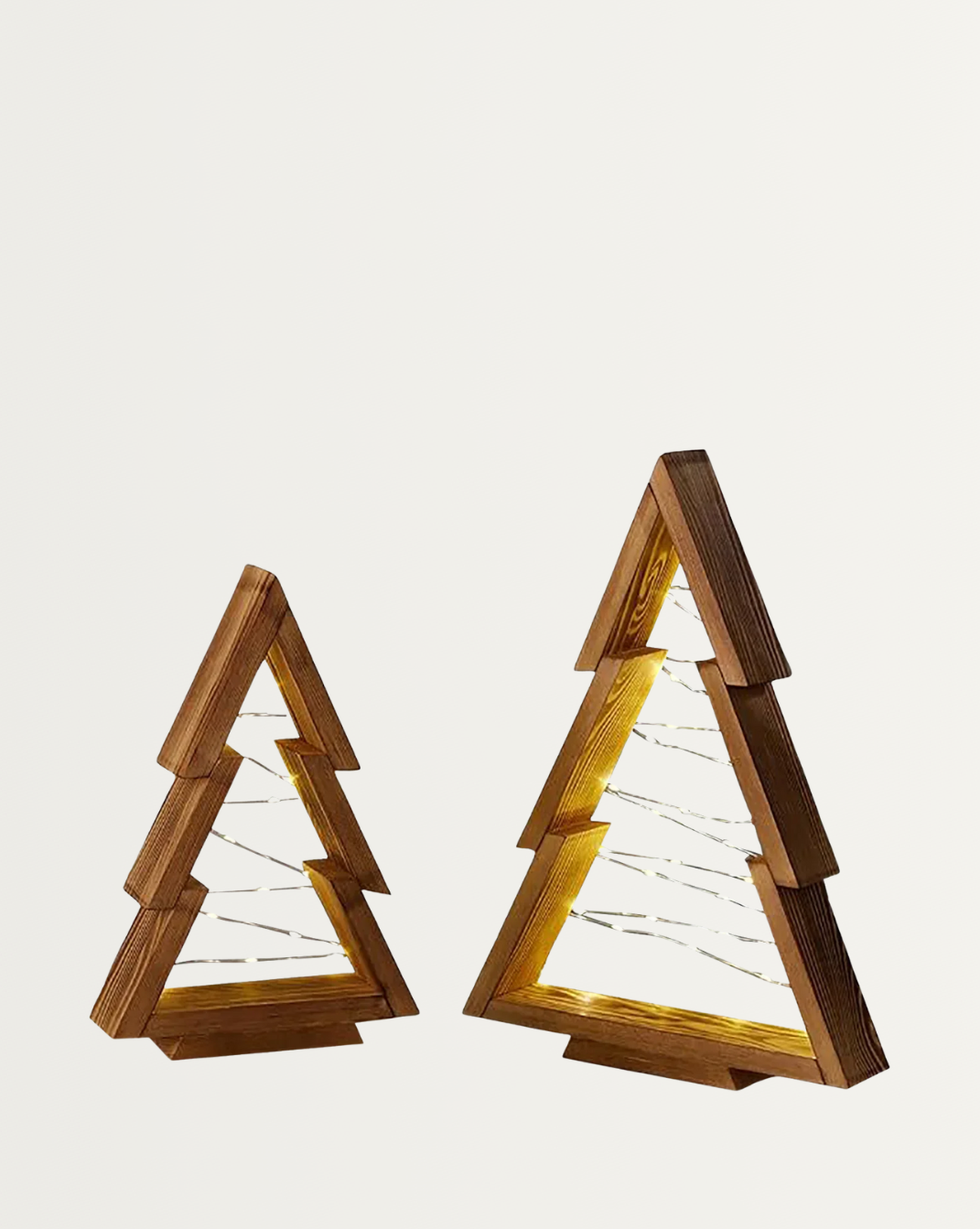 Minimalistische houten kerstboom set - ingebouwde LED-verlichting