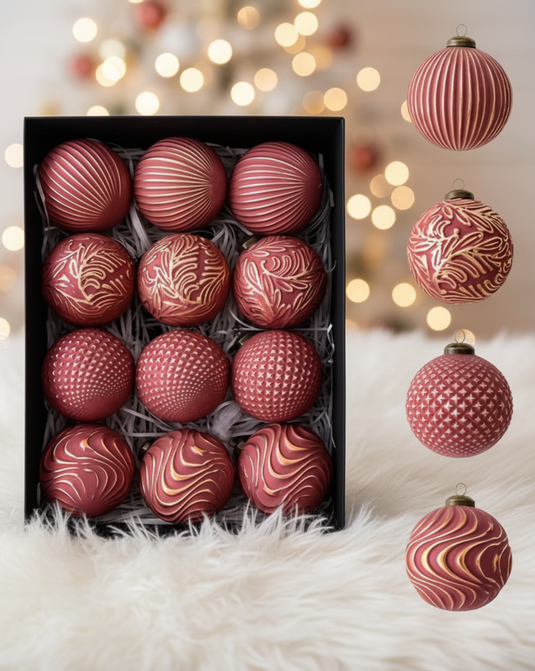 Feestelijke Luxe Kerstballen-Set – 12 Stuks – Elegant & Tijdloos