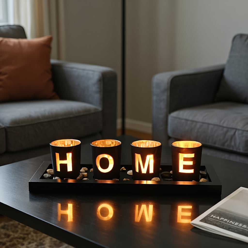 Houten en Glazen Kaarshouder - Creatief en Decoratief voor Thuis