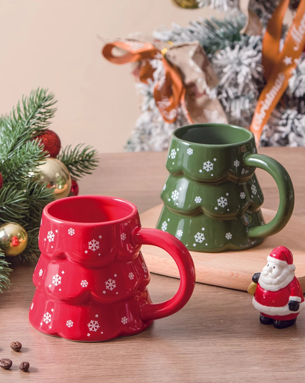 keramische Kerstboom Mok - Sneeuwvlok Design