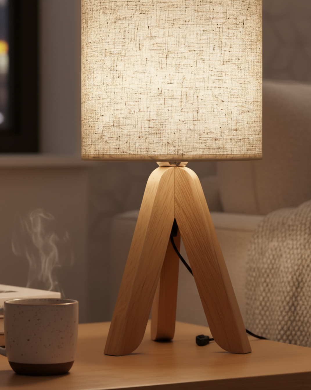 Minimalistische Tafellamp - Stoffen Lampenkap