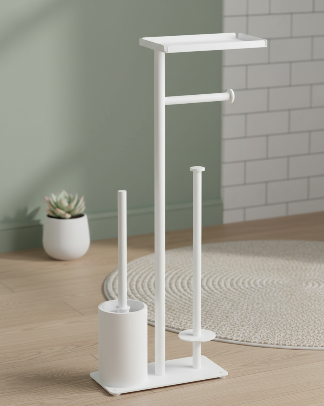 Toiletrolhouder Vrijstaand met Opbergruimte – Minimalistische Toiletpapierhouder