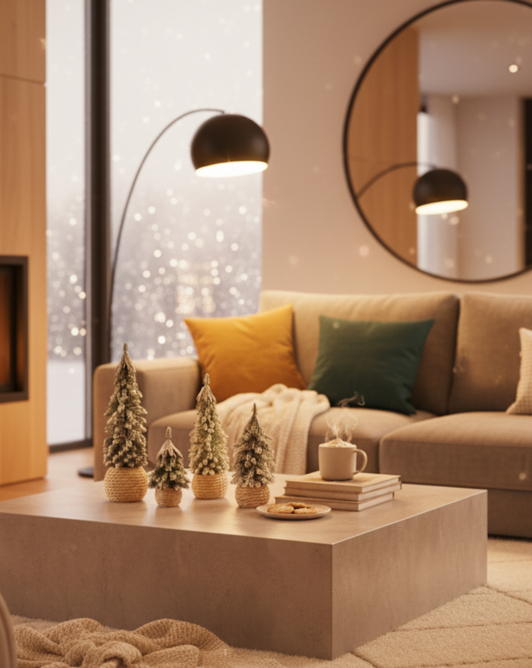 Kunstmatige Mini Kerstboom met Besneeuwde Takken & Juten Basis