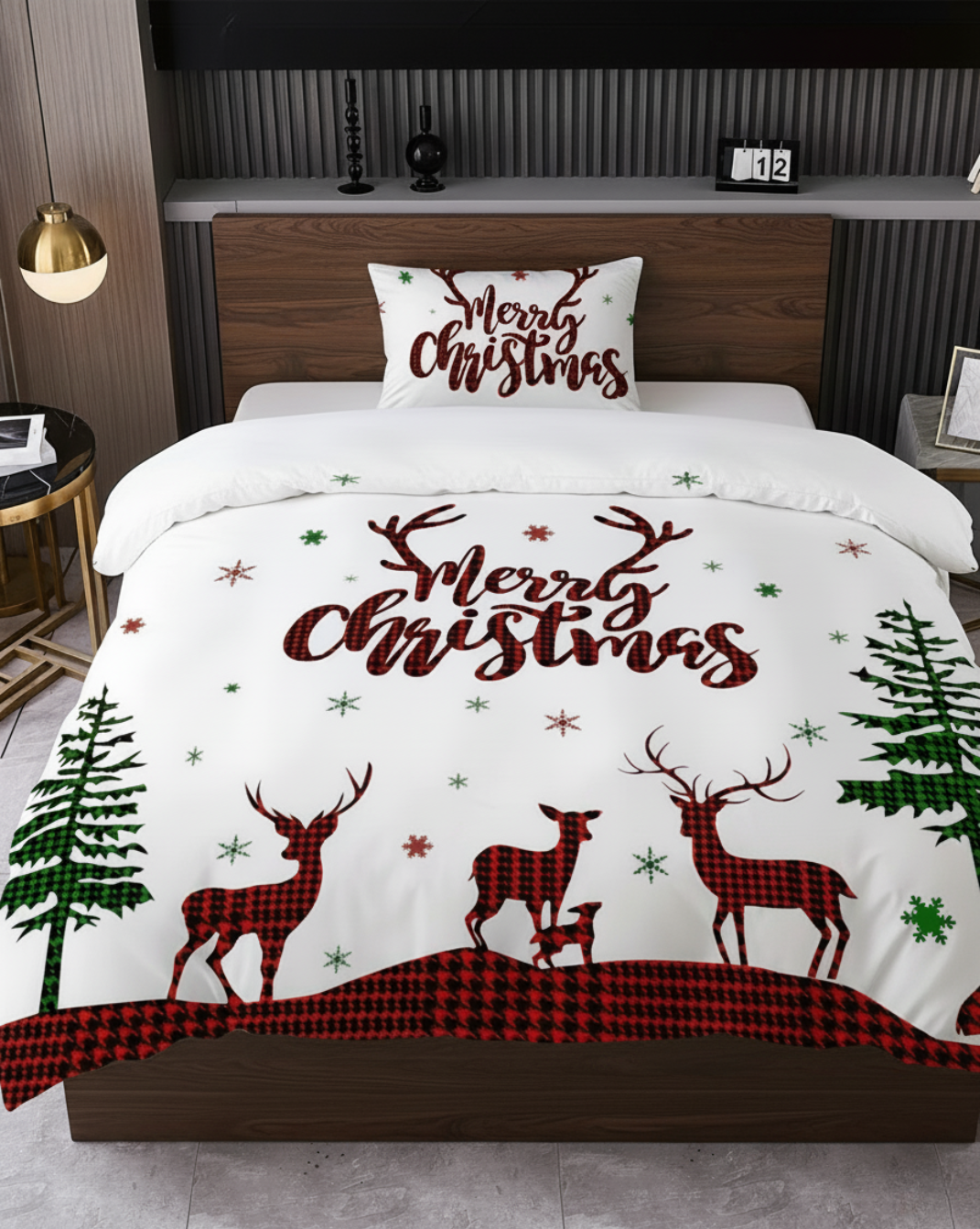 Warme kerstmis dekbedovertrek en kussenslopen set