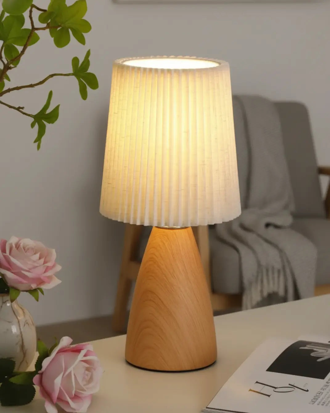 Moderne Stoffen Tafellamp – Keramiek Maison Roze