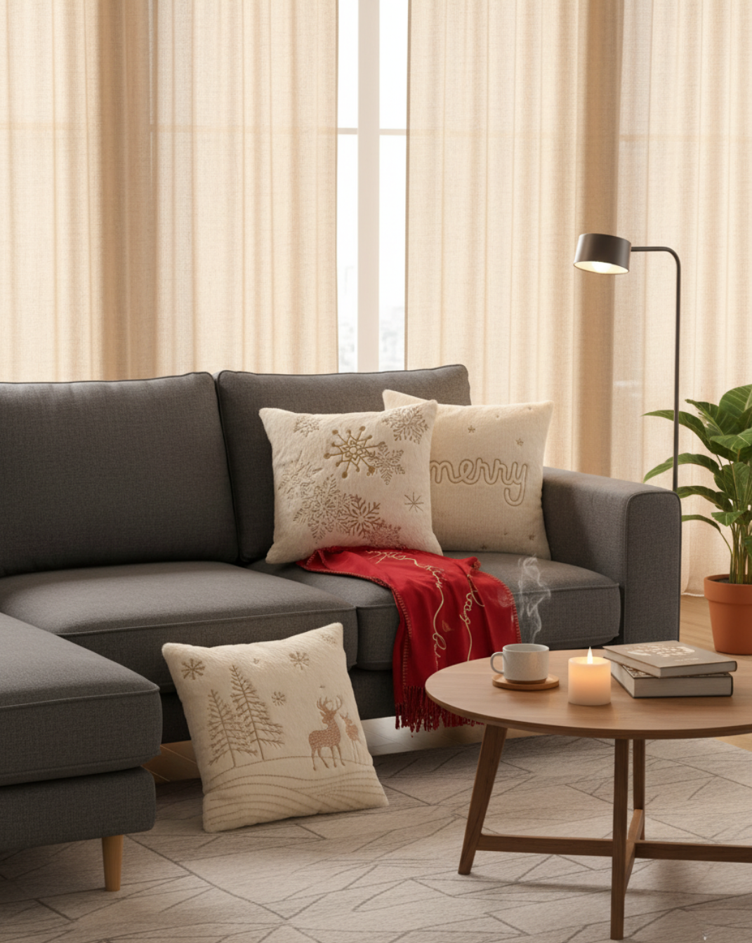 Witte Pluche feestelijke kussensloop