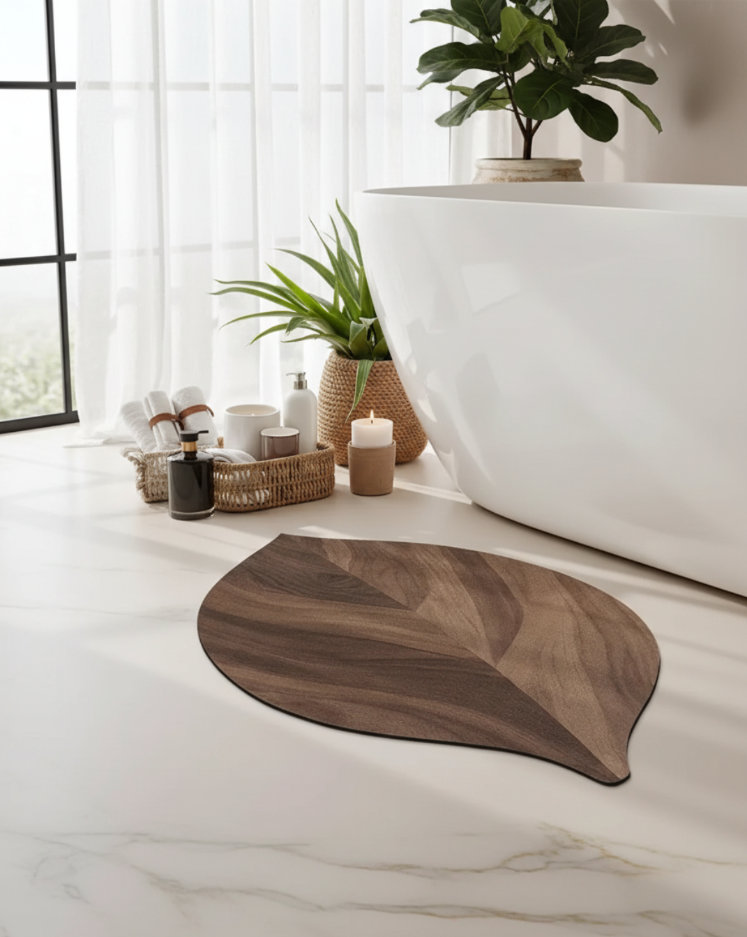 Antislip Badmat Bladprint – Absorberende Douchemat