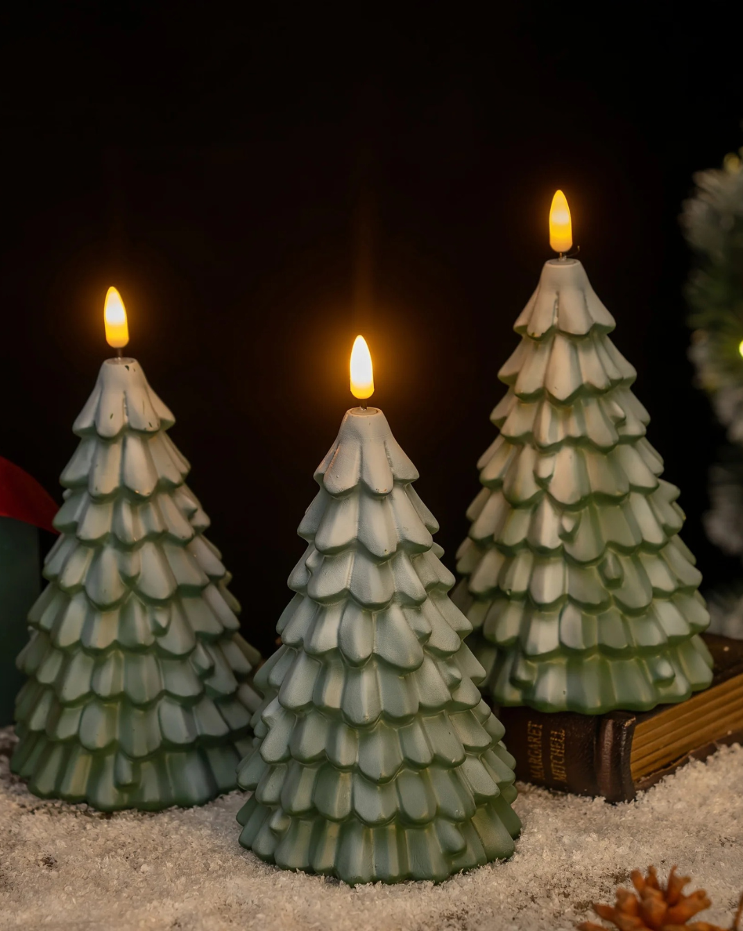 led kaars met kerstboom design