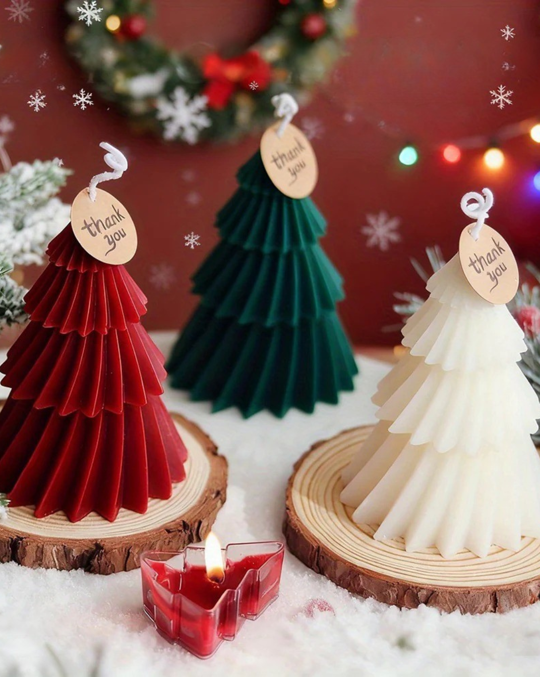 handgemaakte kerstboom kaarsen - set van 2