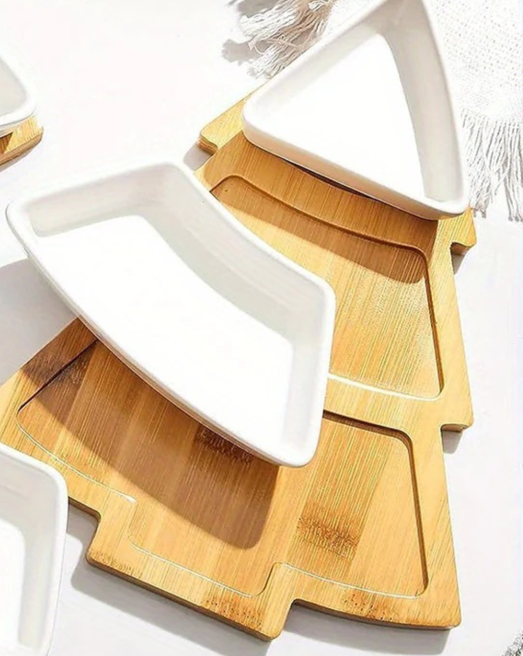 Porseleinen kerstboom serveerschaal set