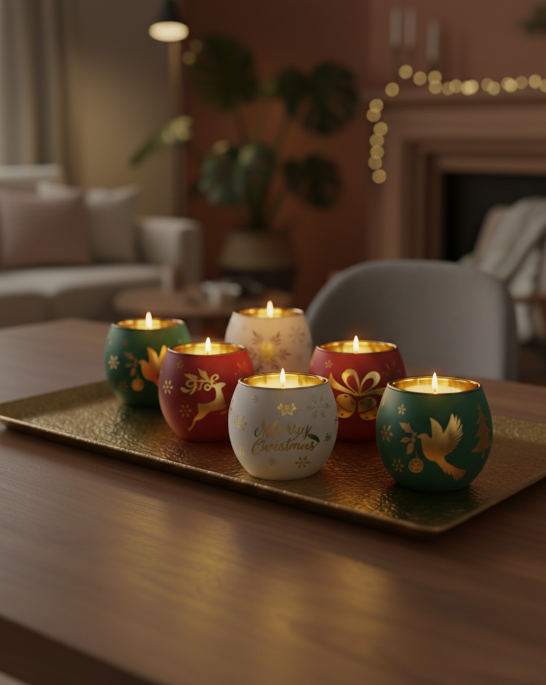 Set 6 Klassieke Kaarsenhouders – Gegraveerd Glas