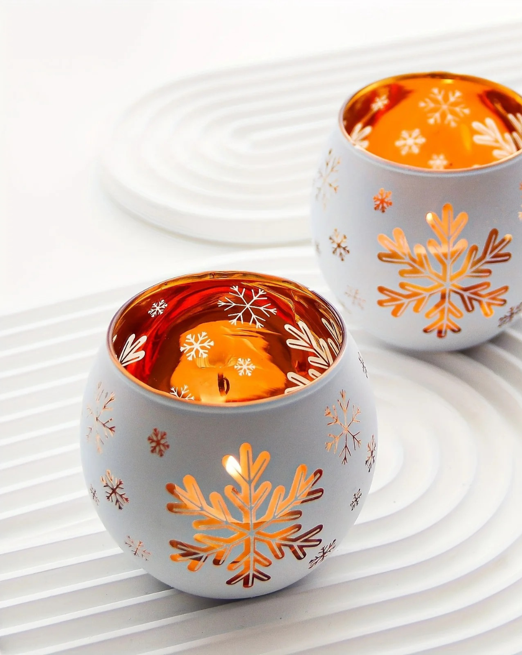 Set van 2 witte kaarshouders - Kerst & Feestdagen