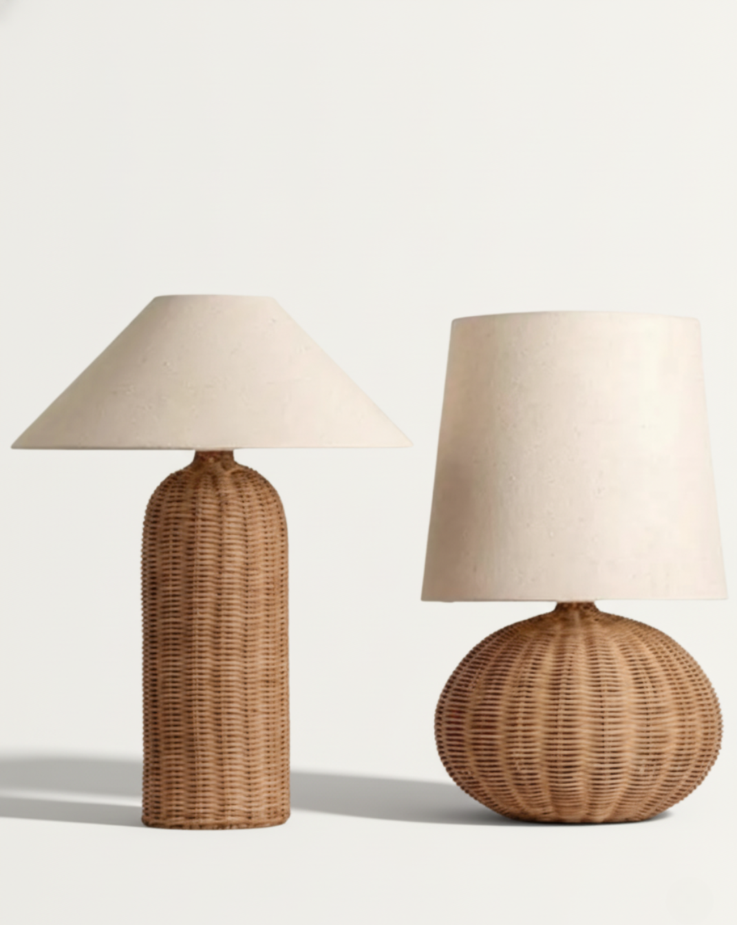 Wabi-Sabi Rattan Tafellamp – Authentieke Geweven Bedlamp