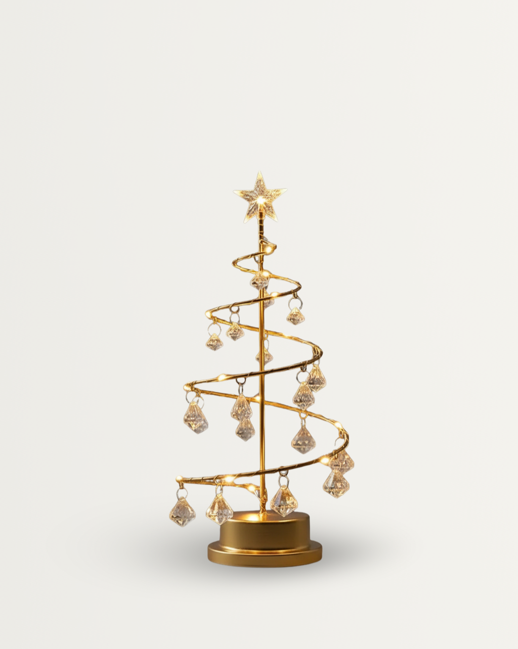 Koperdraad Kerstboom Nachtlampje – Kristal Hangornament