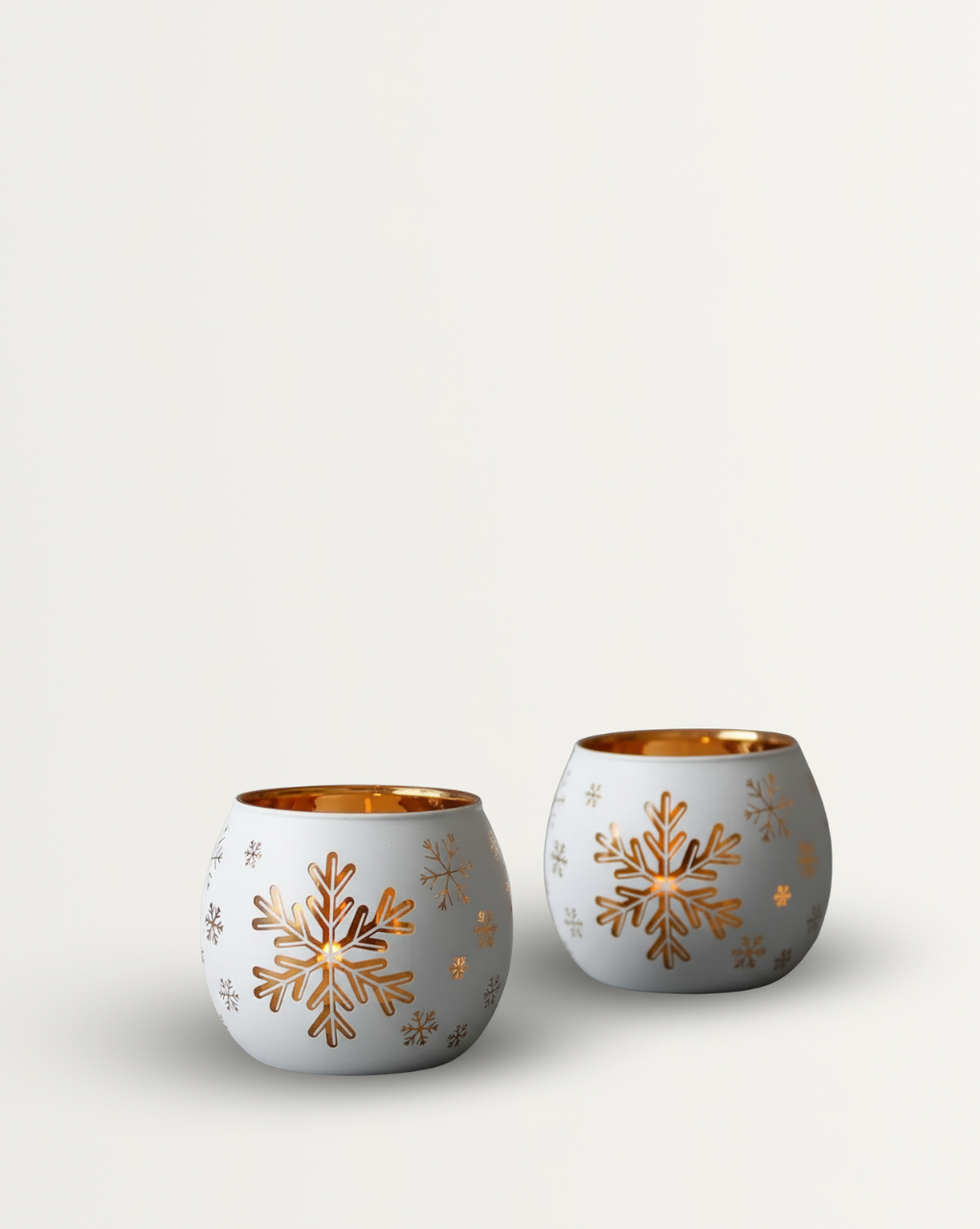 Set van 2 witte kaarshouders - Kerst & Feestdagen