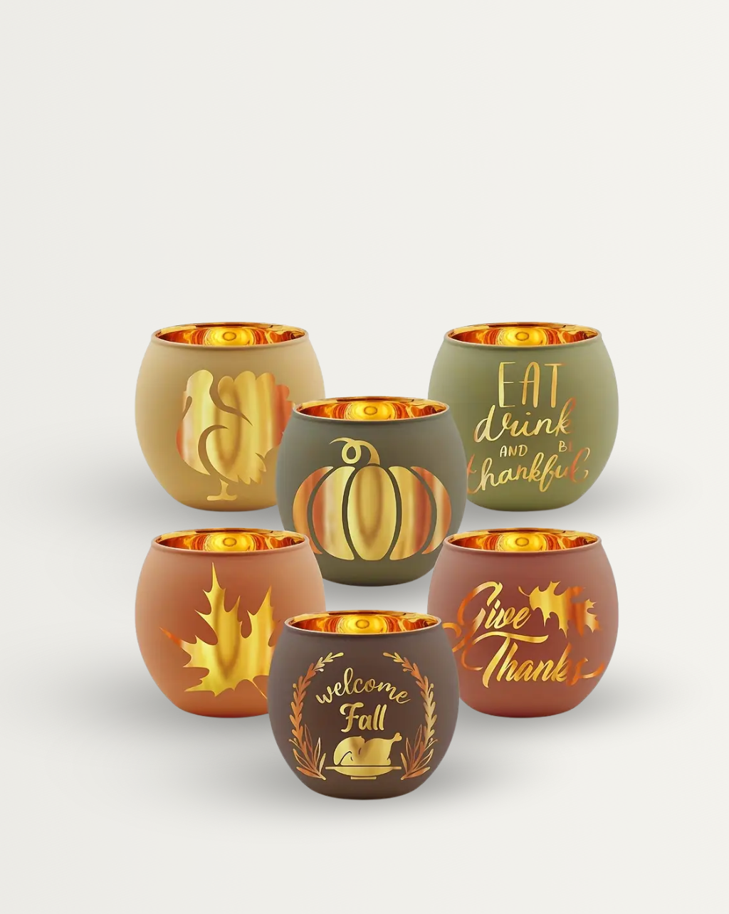 Set 6 Klassieke Kaarsenhouders – Gegraveerd Glas