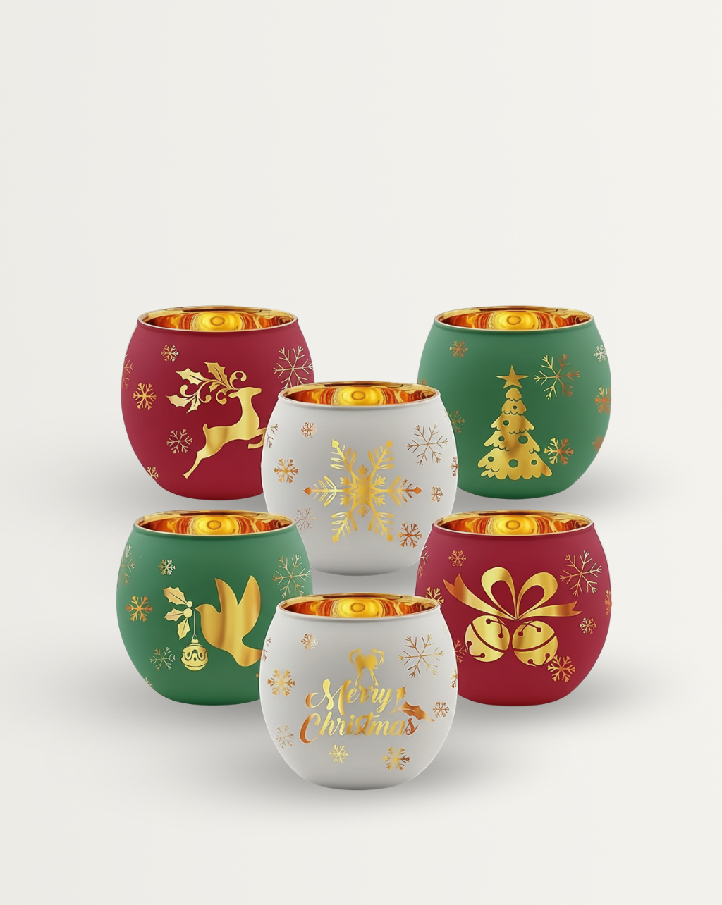 Set 6 Klassieke Kaarsenhouders – Gegraveerd Glas