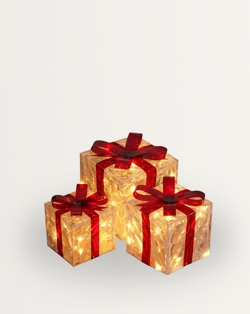 Set 3 Verlichte Cadeaudozen - feestelijke decoratie