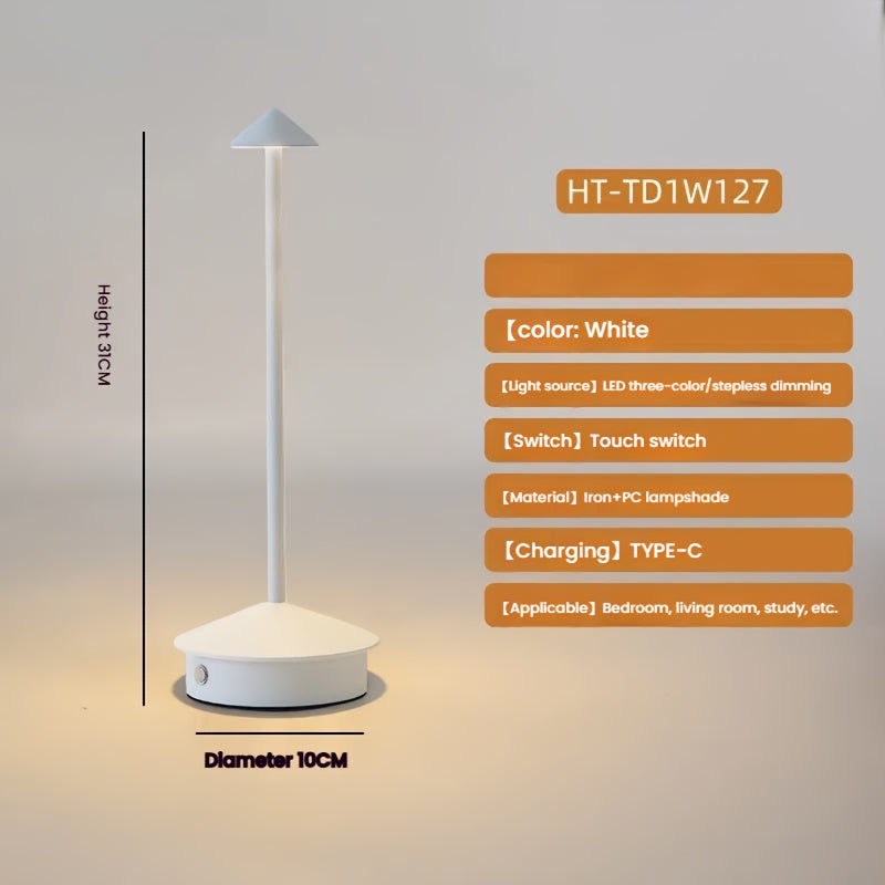 Draadloze LED Tafellamp met Traploze Dimming en Oplaadbare Batterij – Modern Design voor Diverse Kamers