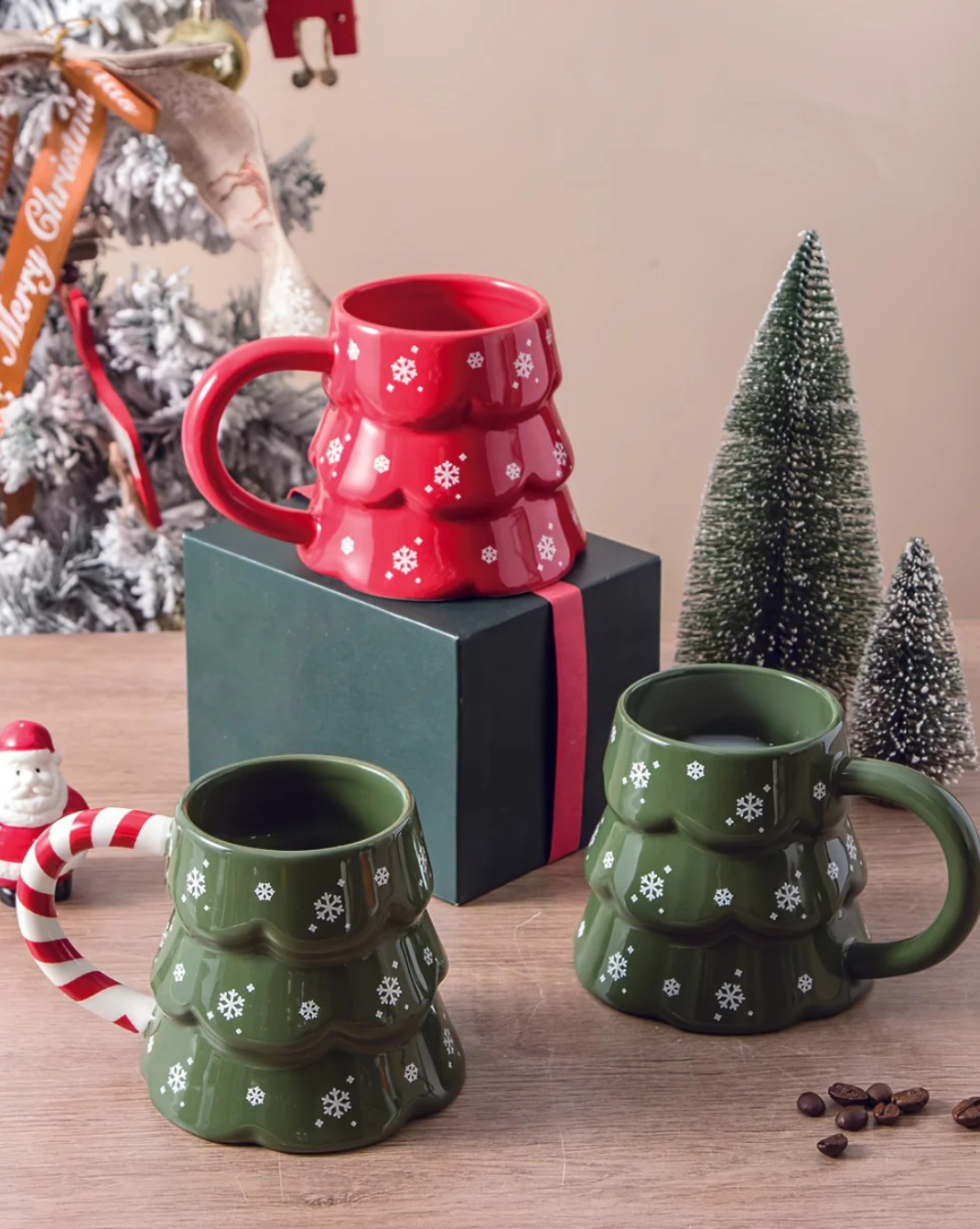 keramische Kerstboom Mok - Sneeuwvlok Design