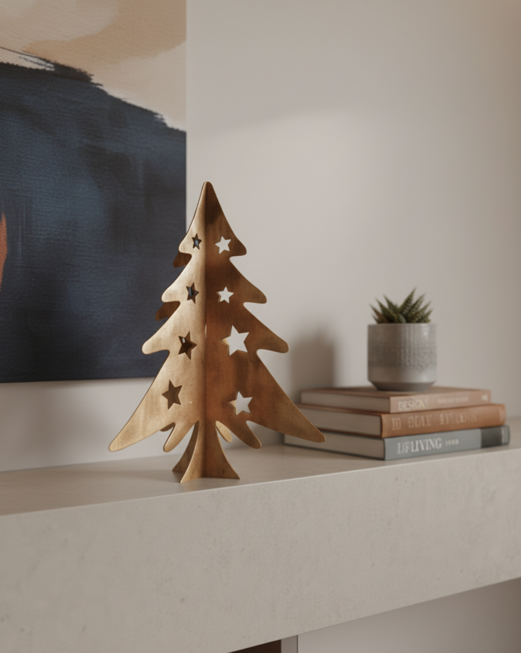 Metalen kerstboom-decoratie met steruitsnijding