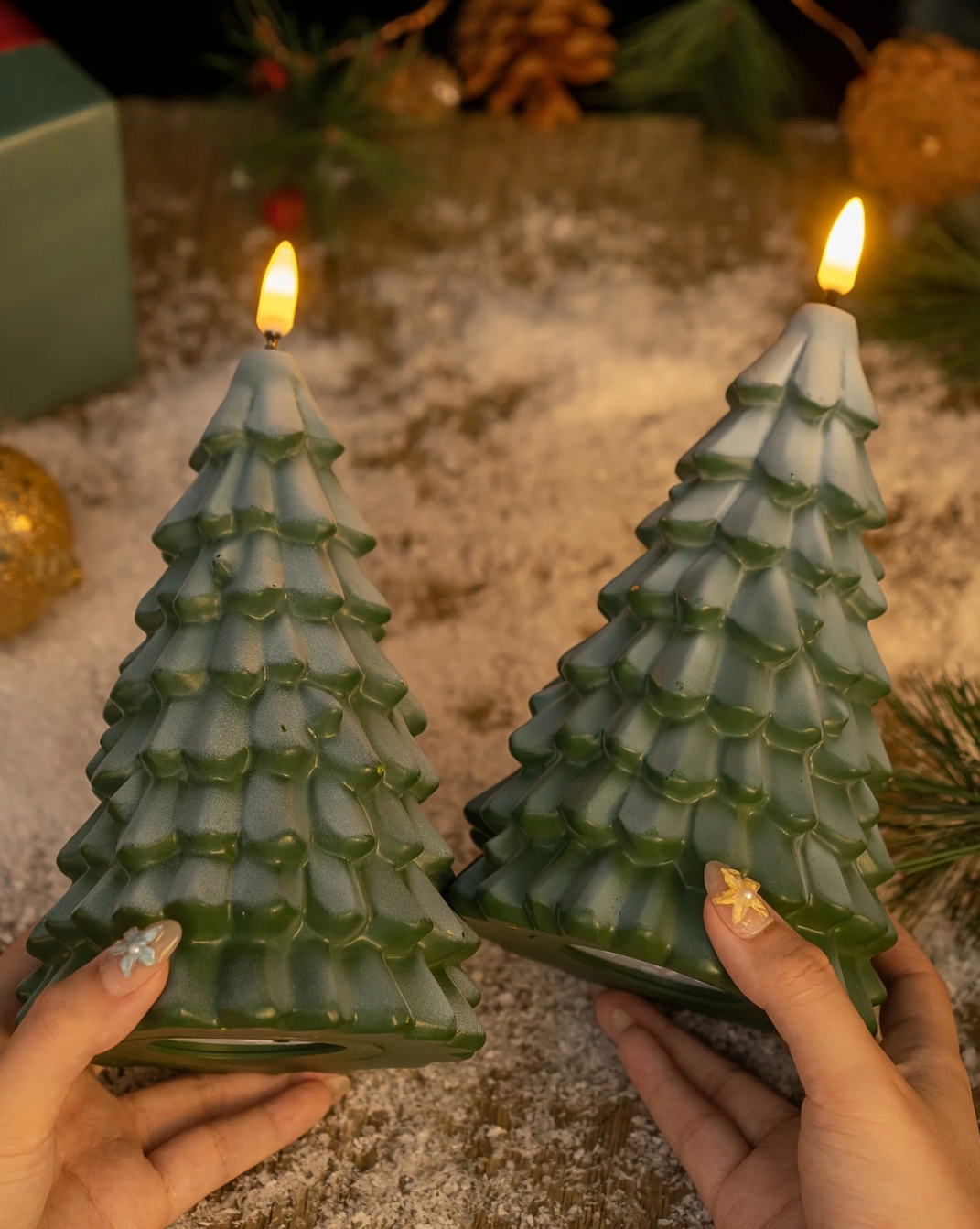 led kaars met kerstboom design