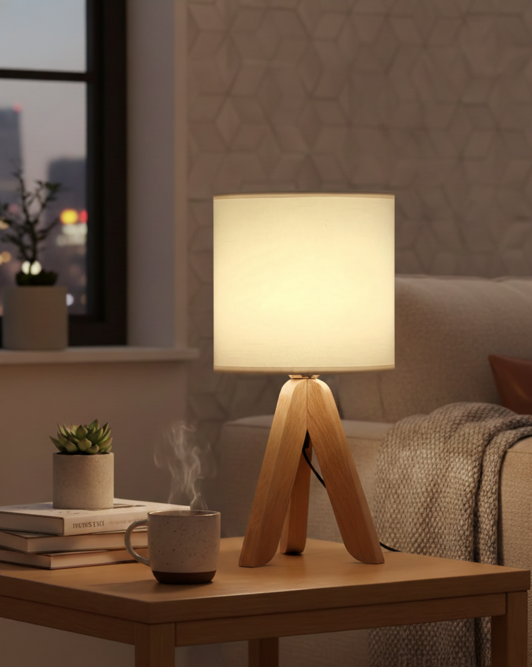 Minimalistische Tafellamp - Stoffen Lampenkap