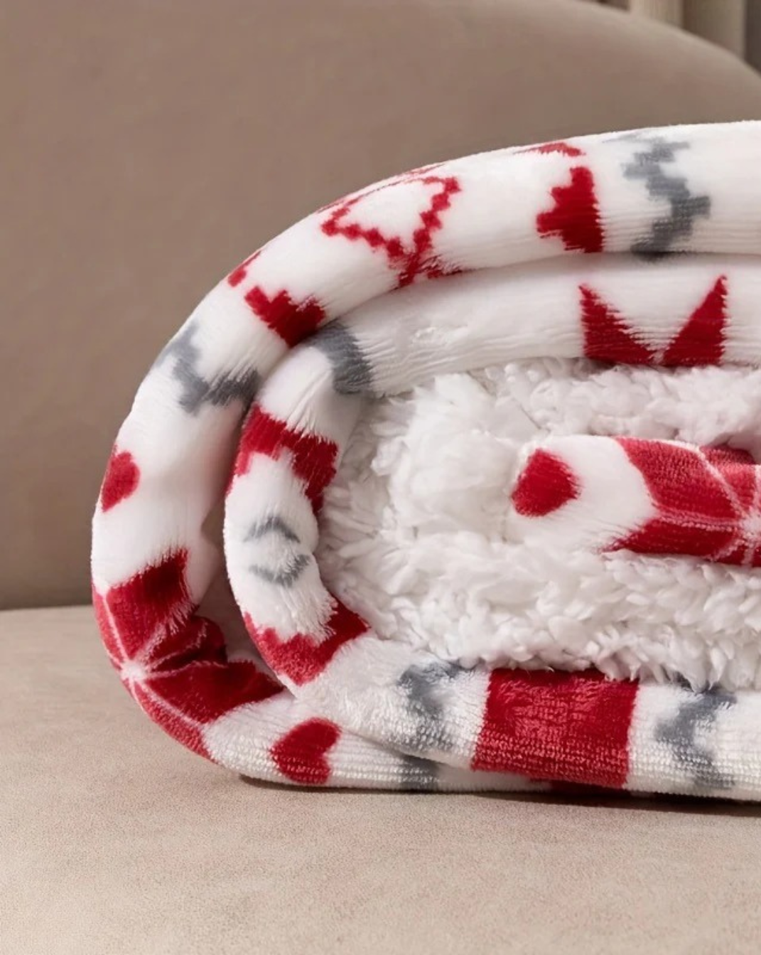 Witte pluche kerst deken