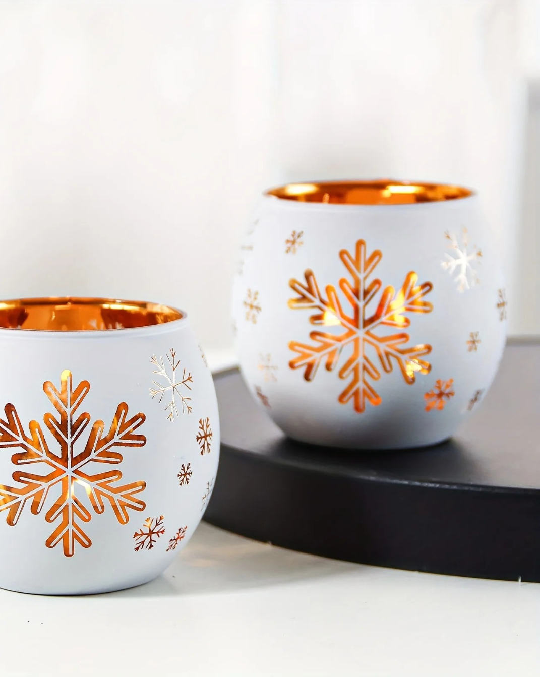 Set van 2 witte kaarshouders - Kerst & Feestdagen