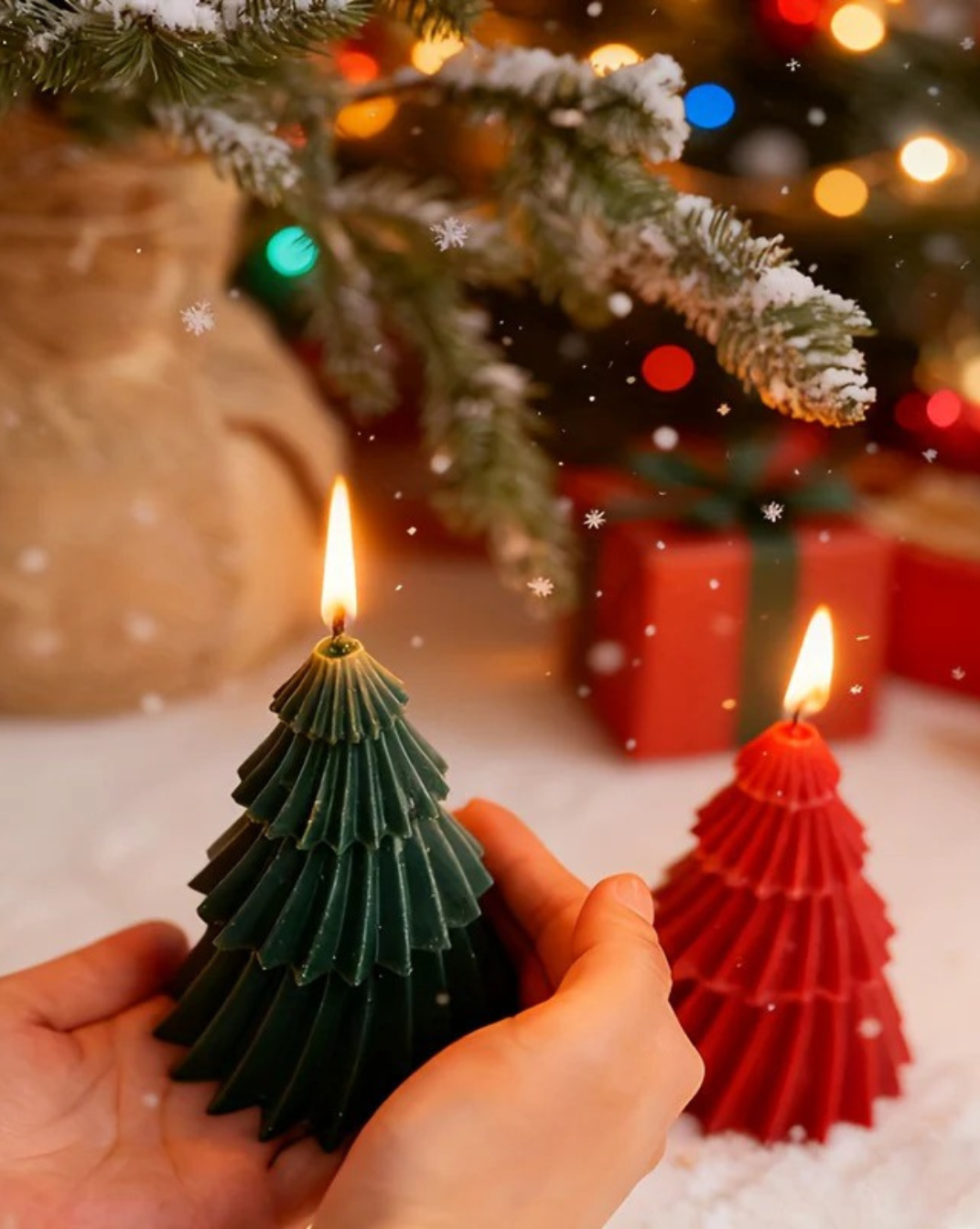 handgemaakte kerstboom kaarsen - set van 2