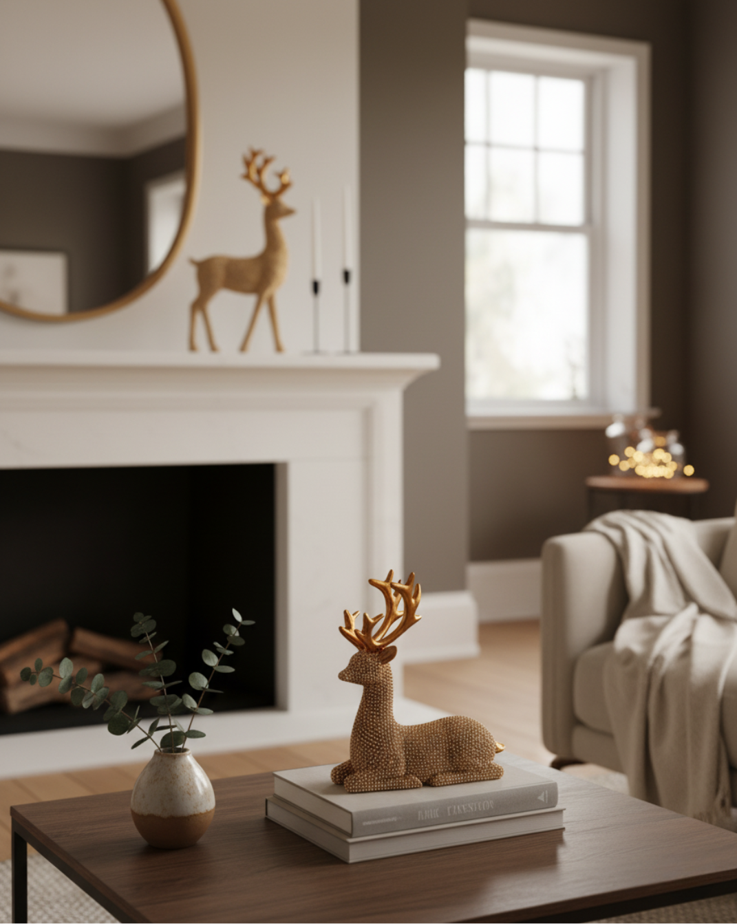 Festive Forest – Set van 2 Rendier-Beeldjes Goud