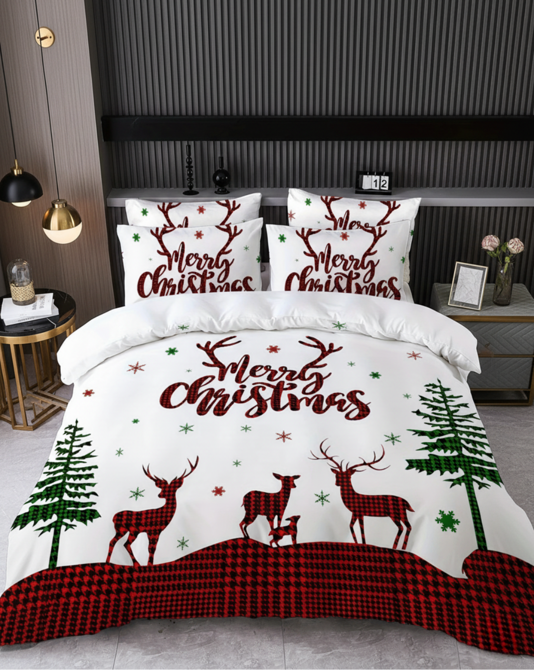 Warme kerstmis dekbedovertrek en kussenslopen set