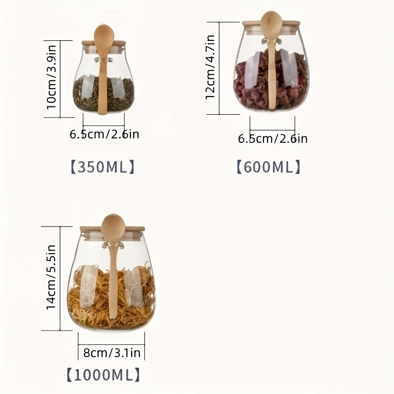 Set van 2 Glazen Opbergpotten met Lepel - Perfect voor Keukenorganisatie