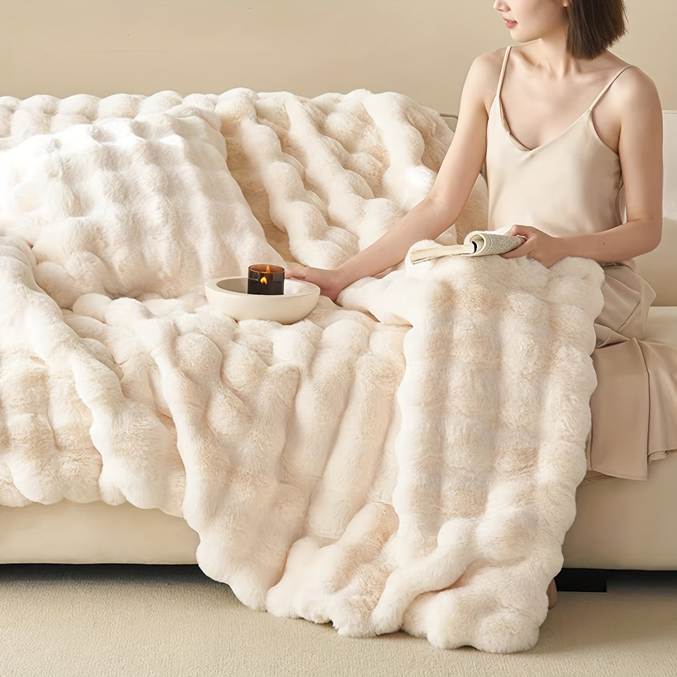 Zachte Imitatie Konijnenfleece Deken – Multifunctionele Gooideken voor Bank, Sofa en Bed