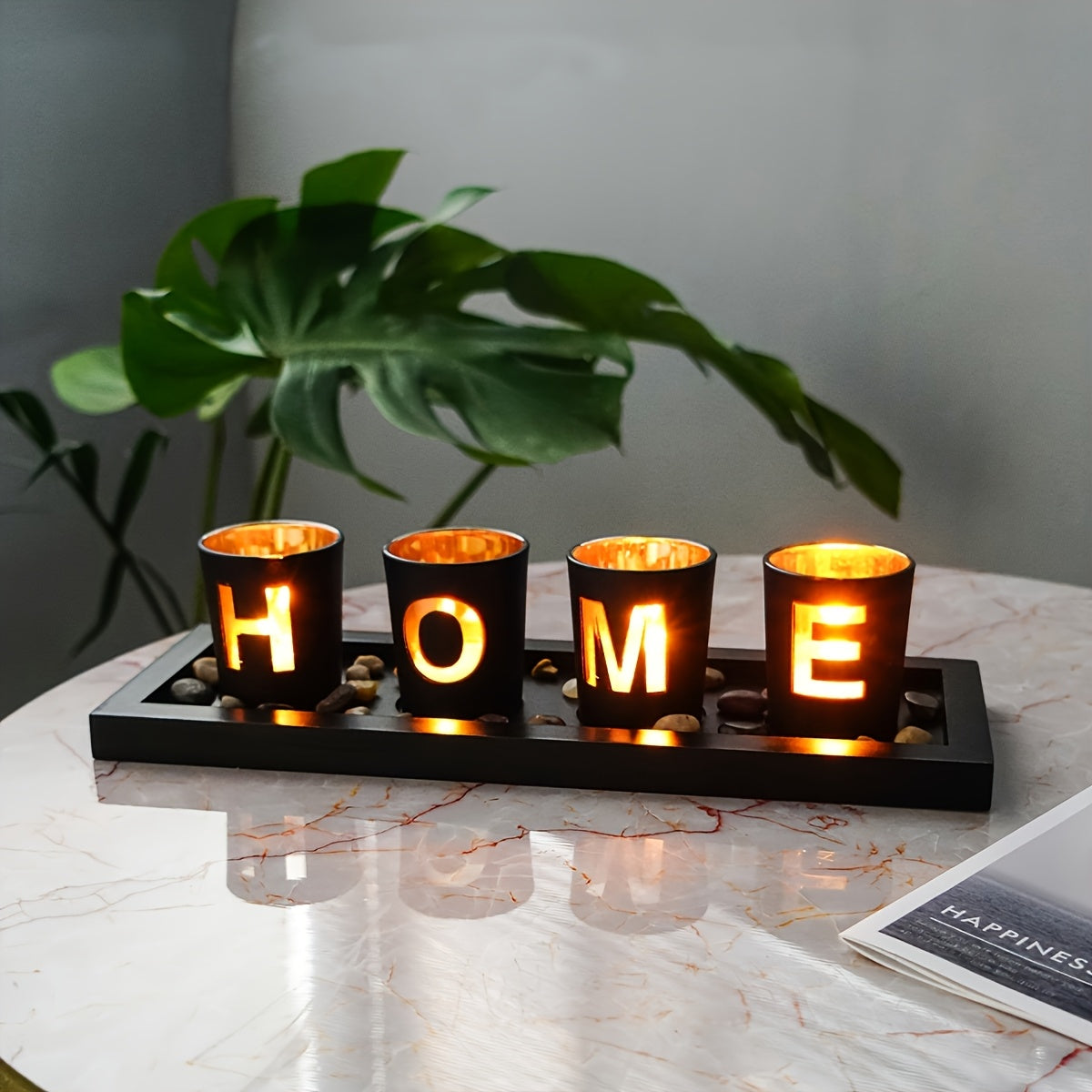 Houten en Glazen Kaarshouder - Creatief en Decoratief voor Thuis
