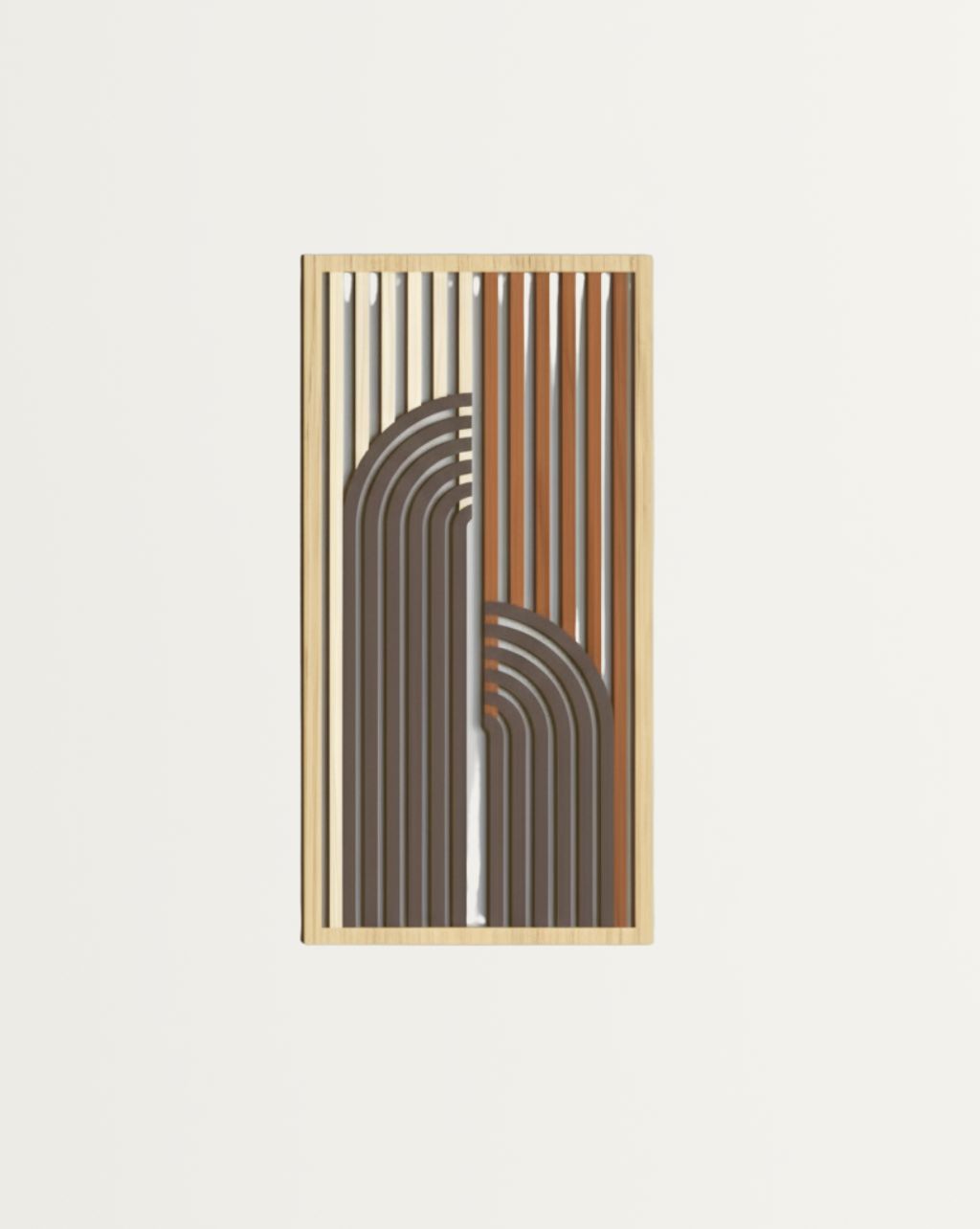 3-delige Houten Wanddecoratie - Abstracte Geometrische Sculpturen