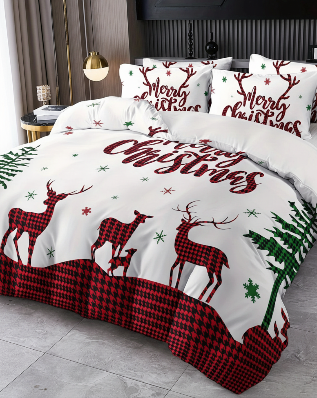 Warme kerstmis dekbedovertrek en kussenslopen set