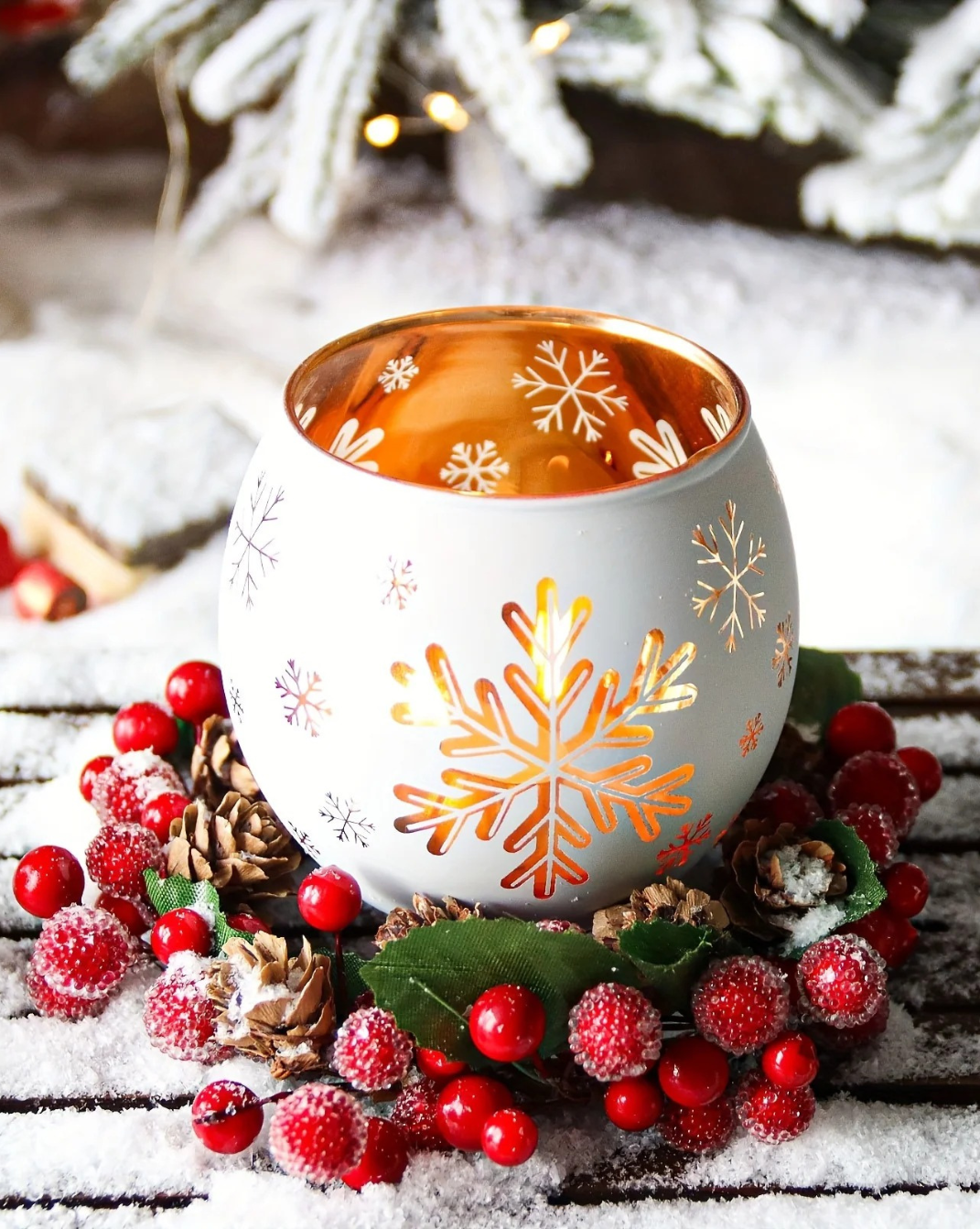 Set van 2 witte kaarshouders - Kerst & Feestdagen