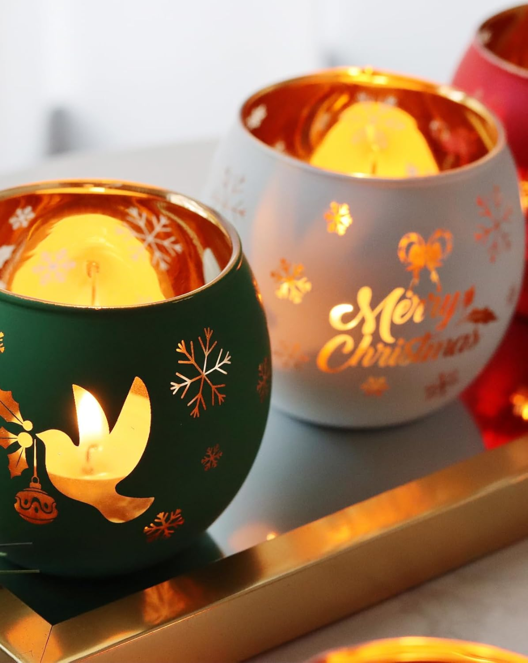 Set 6 Klassieke Kaarsenhouders – Gegraveerd Glas