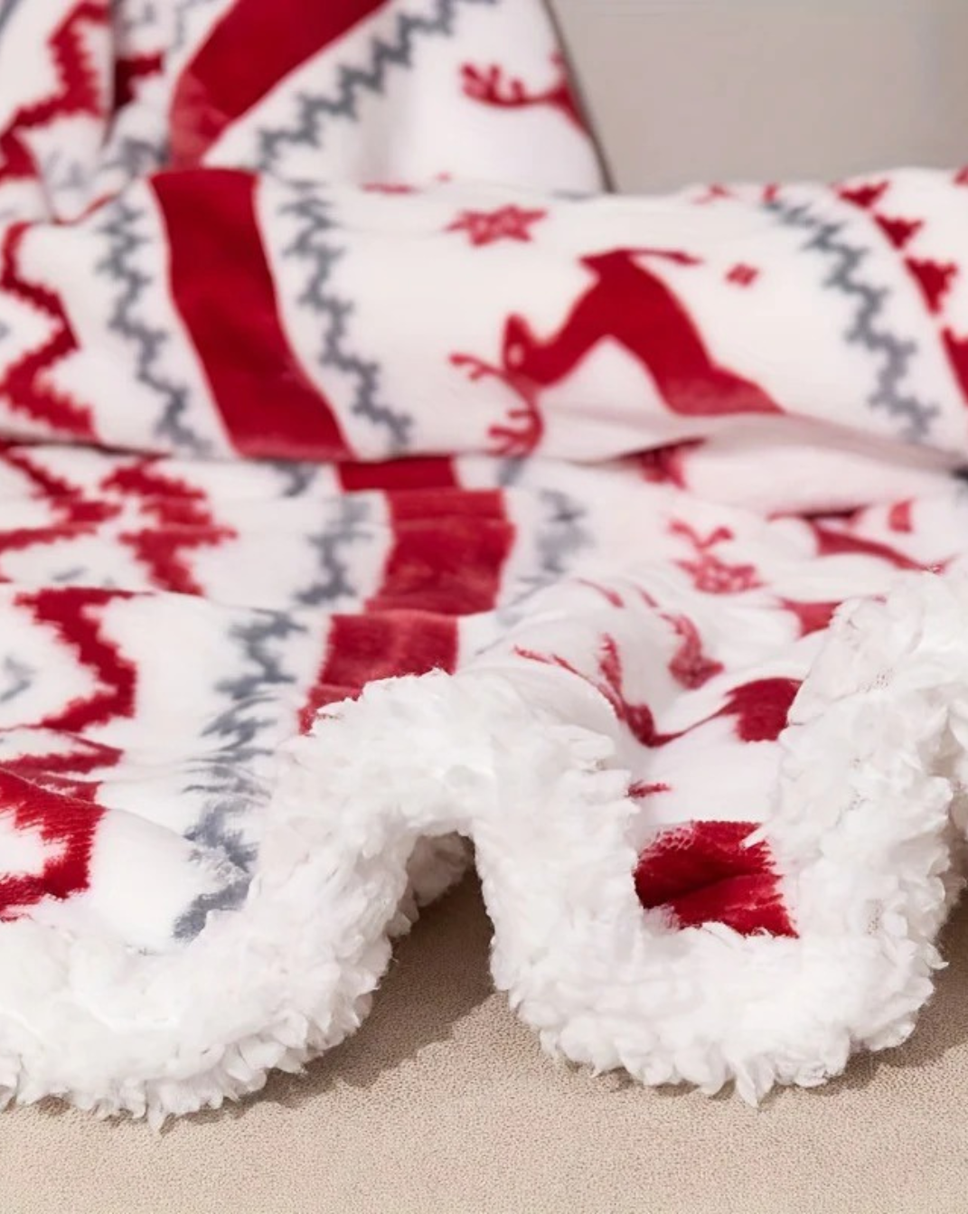 Witte pluche kerst deken