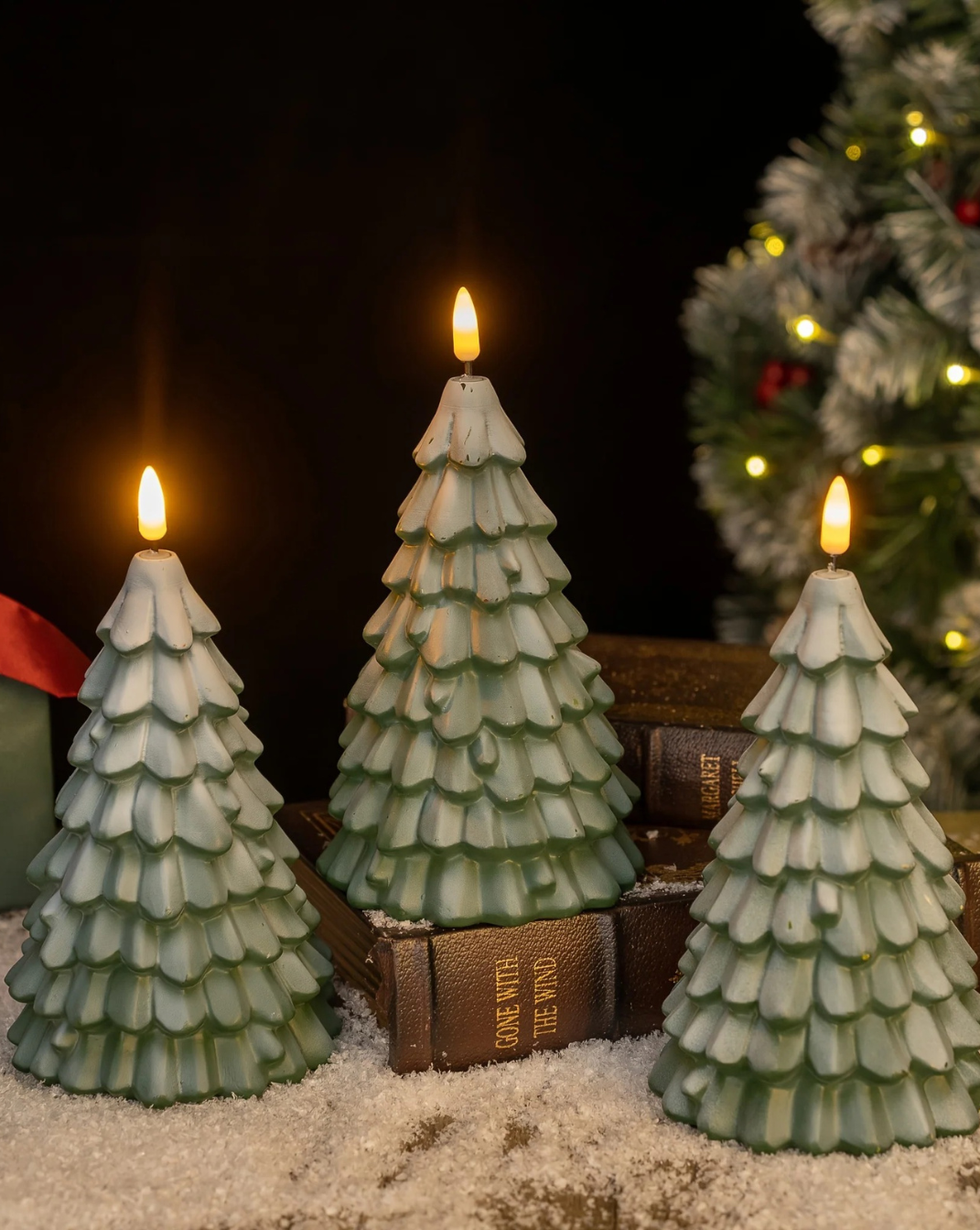 led kaars met kerstboom design