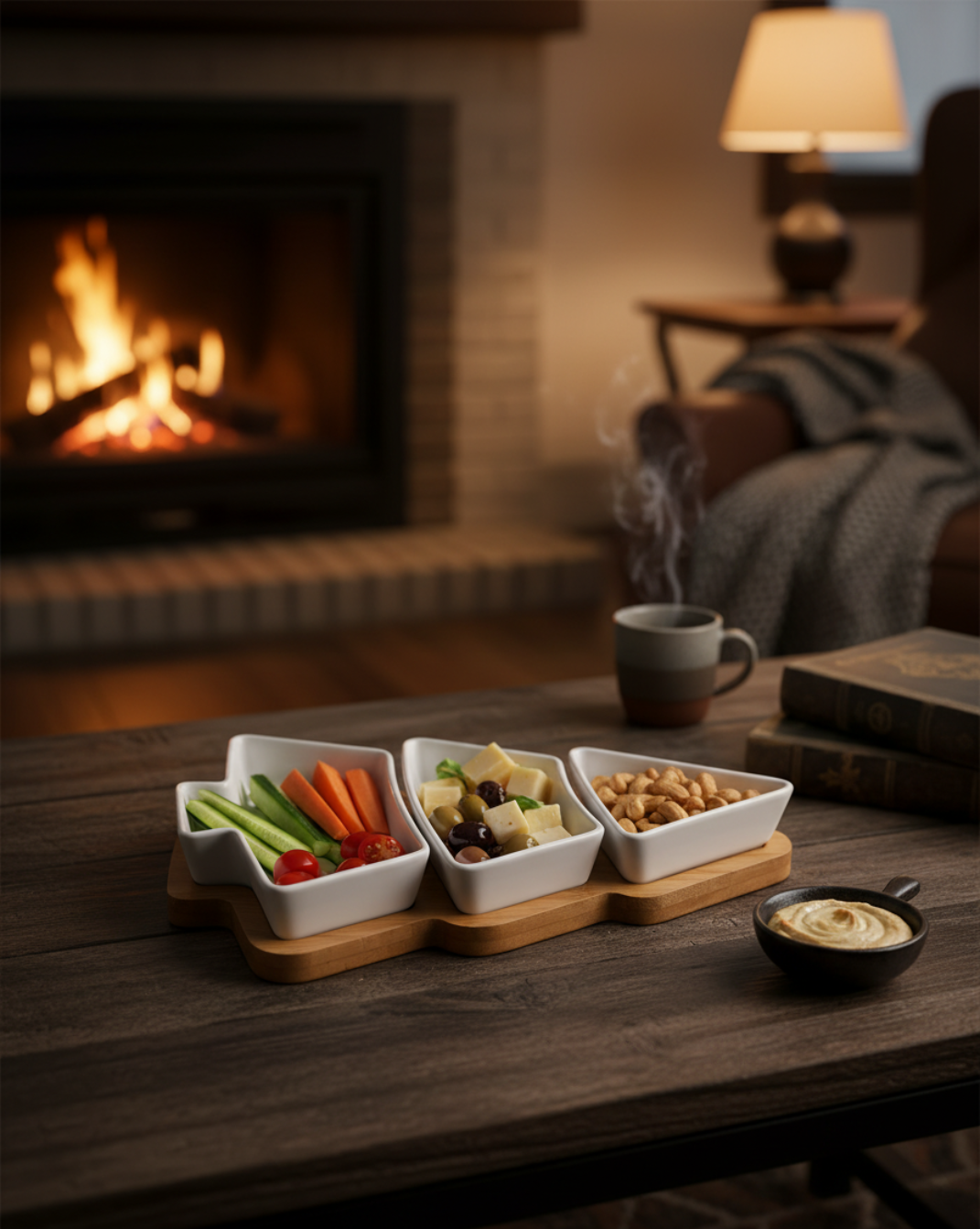 Porseleinen kerstboom serveerschaal set